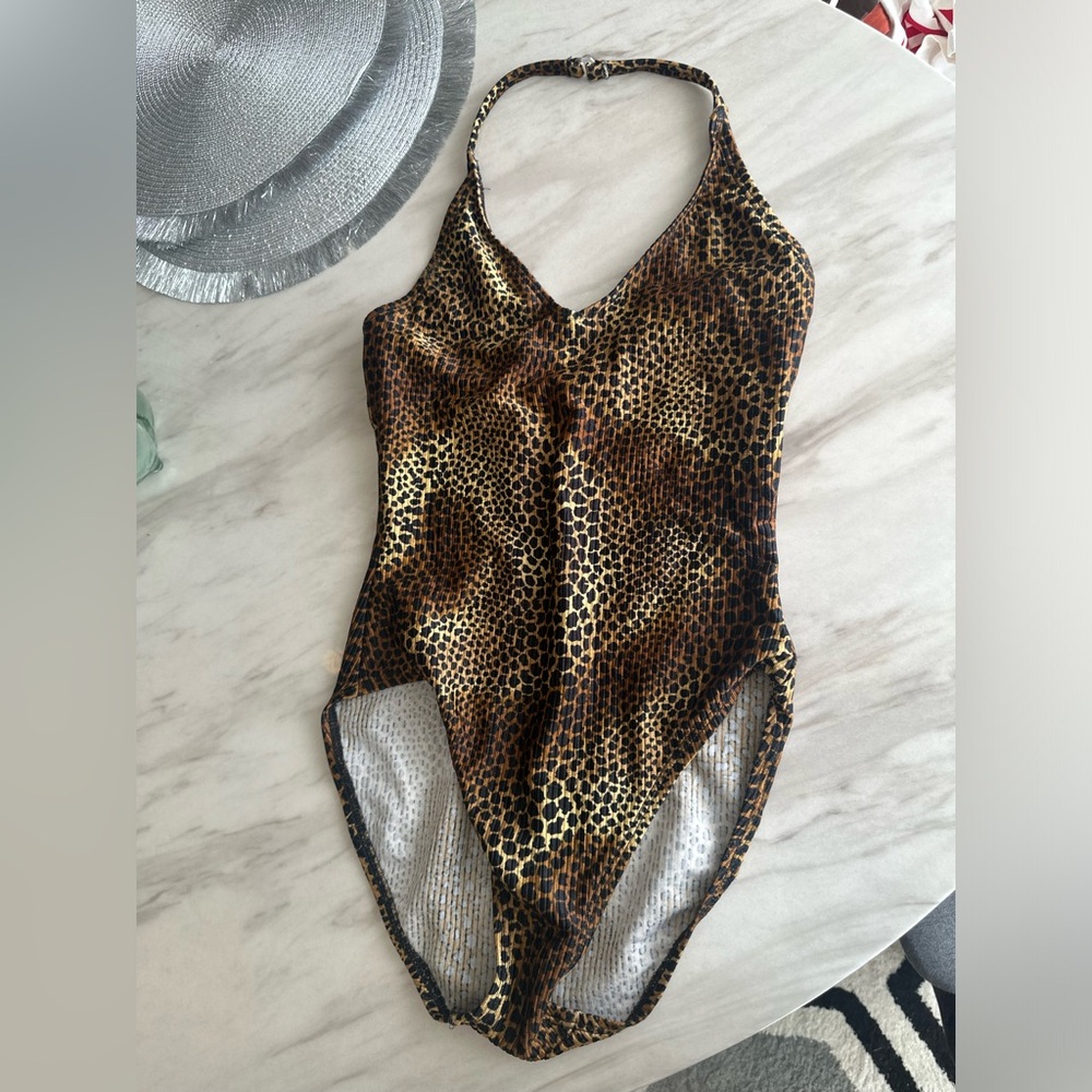 Vintage Catalina Leopard Print Swimsuit in Gold and Black
